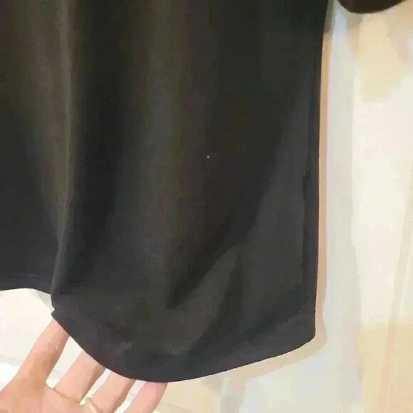 NY Collection Women's Black Poly/Spandex Knit Lace Half Length Sleeve Top EUC - Picture 10 of 12